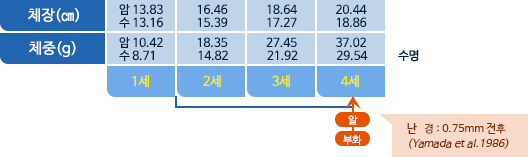 참서대 체장,체중 표사진